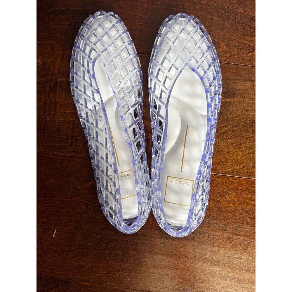 Dolce Vita Cici Jelly Flats Clear Lattice Woven Pointed Toe Shoes 9